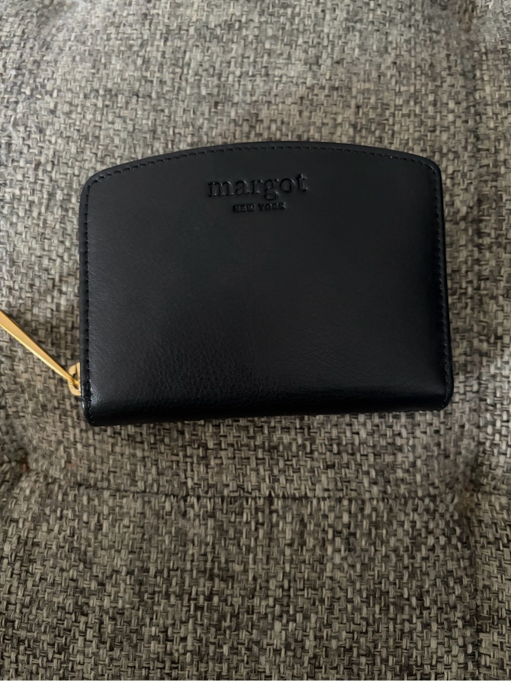 Margot Black Leather wallet with Gold-Tone Hardware